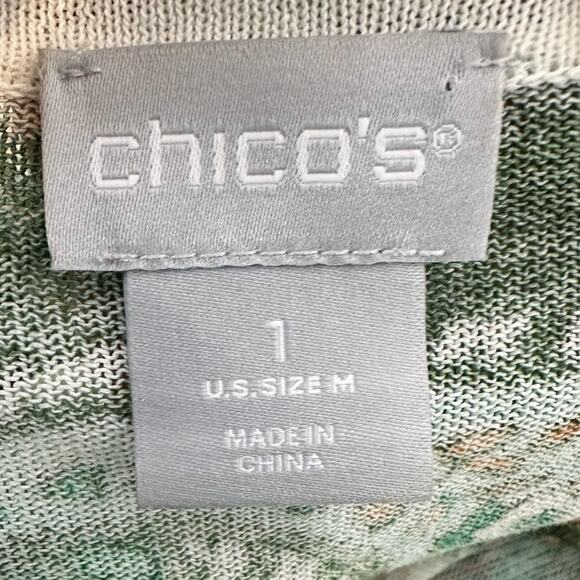 Chico's Green Blue Paisley Long Sleeve Cardigan Sweater Size 1 Medium - Picture 7 of 9